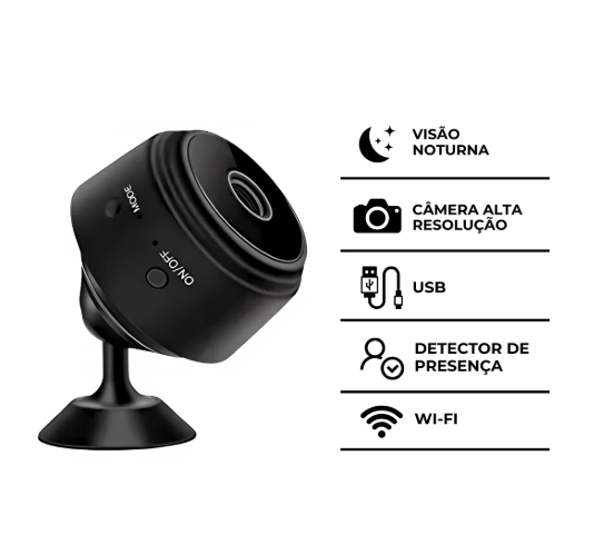 Mini Câmera Espiã A9 Wifi com Sensor e Visão Noturna